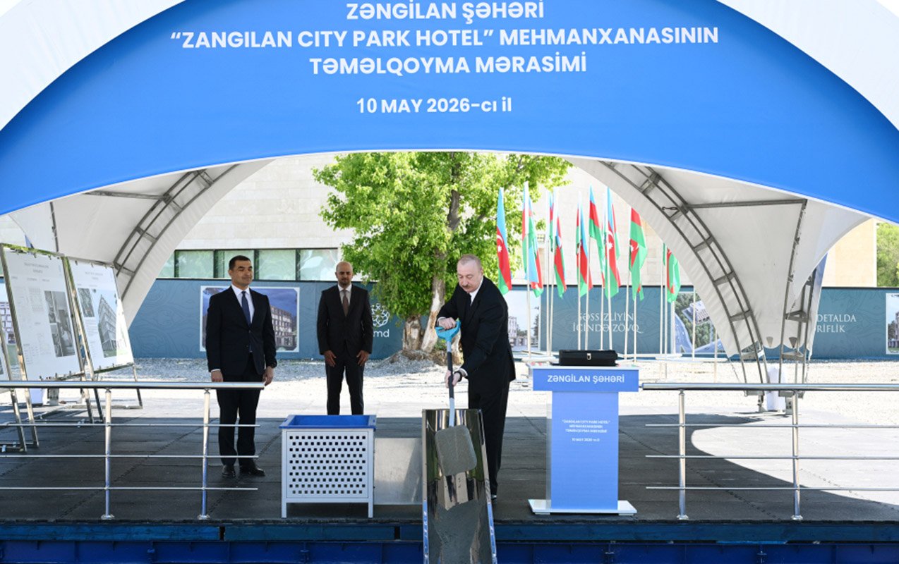 İlham Əliyev “Zangilan City Park Hotel”in təməlini qoydu - Fotolar